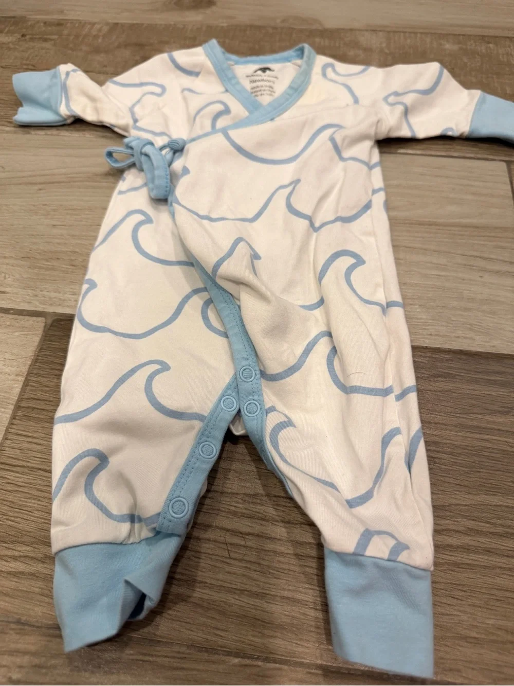 Light Blue and white nautical-Print One-Piece for baby boy